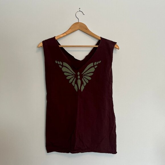 Unique Butterfly Top. 100% Cotton. Made in Nepal. Maroon. Size S-M. Womens. - Picture 2 of 7